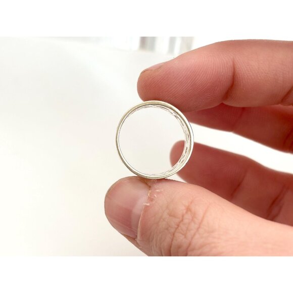 Ornate Cutout Floral Straight Chunky 925 Sterling Silver Vintage Ring - sz 6 - Picture 11 of 11